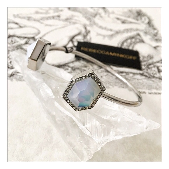 REBECCA Minkoff Two Stone Opal & Crystal Cuff - Picture 1 of 4
